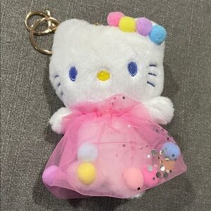 Hello Kitty with Puff balls and tulle Hot
Pink Skirt Keychain/Purse Charms